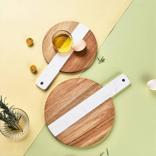 Solid wood round cutting board - wood,