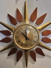 Vintage Anstey & Wilson Starburst/Sunburst Quartz Clock Mid-Century 1960-70s