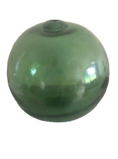 Antique Glass Fishing Float Buoy HUGE Vintage Japanese Green Hand Blown Glass