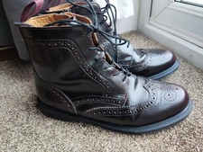 Dr Martens Delphine Boots Cherry Red/Burgundy Brogues Lace Up Retro UK 6.5 EU 40