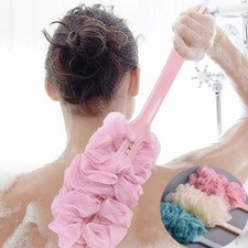 Long Handle Bath Brush Soft Mesh Sponge Back Scrubber Body Puff Shower Loofah