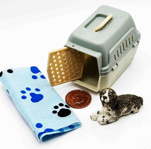 Dolls house dog pet carrier - dolls,