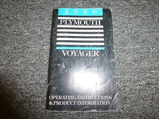 1986 Plymouth Voyager Minivan Owner Owner's Manual User Guide LE SE 2.2L 2.6L