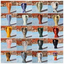 Pocket Stone Carved Gemstone Luck Guardian Angels Crystal Healing Statue 2inch