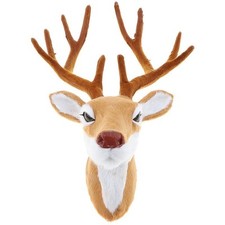 Faux Fur Deer Head Models Animal Head Wall Sculpture Home