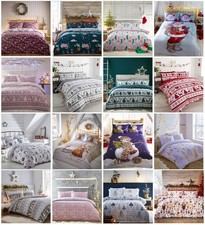 Father Christmas Tree Santa Reindeer Stag Quilt Duvet Cover New Xmas Bedding Set