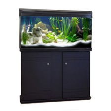 Aquarium Fish Tank Tropical Coldwater + Cabinet Lighting Heater 120cm 220L Black