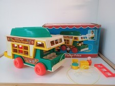 Boxed Vintage Fisher Price Little People Play Family Camper Van Boat Figure 1972