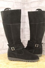 BLACK SUEDE FLAT TALL BOOTS SIZE 6 / 39 BY KICKERS GOOD USED CON