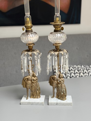 Pair antique small - antique, brass
