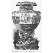 SEVRES Vase Presented to Prince Albert by The French Emperor -Antique Print 1856