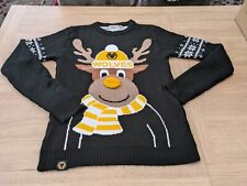 Wolverhampton Wanderers FC Christmas Football Jumper S Mens Black/Gold Wolves