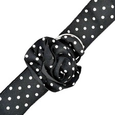 BLACK FABRIC POLKA DOT ADJUSTABLE D RING BELT ONE SIZE Waist upto 40"