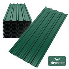 Mondeer 14PCS Roofing Sheets 7m² Trapezoidal Grooved Roof Waterproof Tile Green