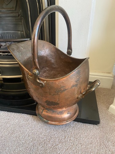 Antique copper coal scuttle - copper,