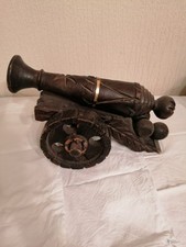 Very Large Old Arts and Crafts Field Artillery Carved Wooden Cannon. 