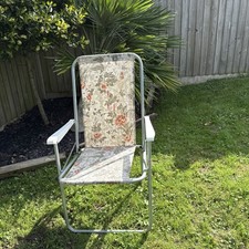 Vintage Floral Garden Deck Foldable Chairs Pair Campervan Camping 70's