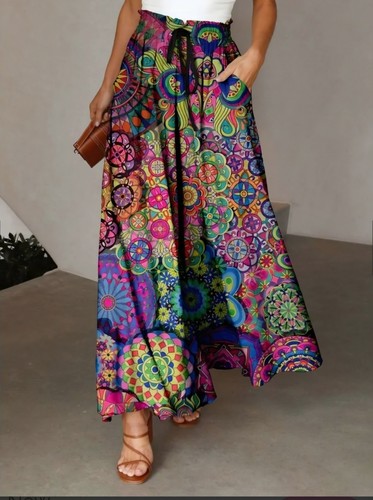 Maxi skirt with drawstring