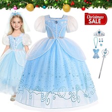 Girls Cinderella Fancy Dress Princess Cosplay Costume Outfit Party Birthday Gift