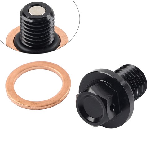 Black magnetic oil drain - black, plug