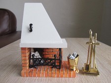 Lundby Dolls House Fire, Fireplace & Hearth Tools, Brass Coal Bucket and Irons