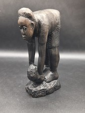 Vintage African Art Tribal Hand-Carved Wooden Figurine H: 6" W: 3.5"