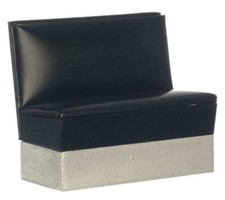 Dolls House 1950's Black Booth Bench 1:12 American Diner Cafe Kitchen Furniture