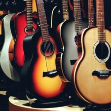 Guitar Display for Music Fans. Colourful Folded Greeting Card & Envelope. New