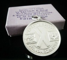 Sterling Silver Scottish School Watch Fob Medal, Lorretto School, 100 Yards 1934