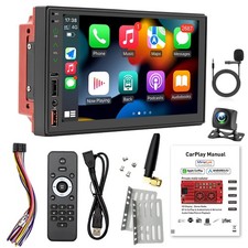 7" Car Stereo Radio Double DIN Apple Carplay & Android Auto USB  with Camera MIC