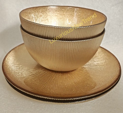 4pc gold shade glass stripe - shade,