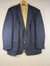 Cambridge Bay Blazer Mens 44R Navy Blue All Season Gold Button Notch Lapel