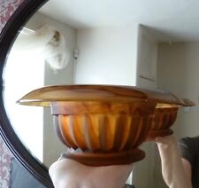 Davidson Amber Glass Bowl Vase wit Frog Art Deco 1930's