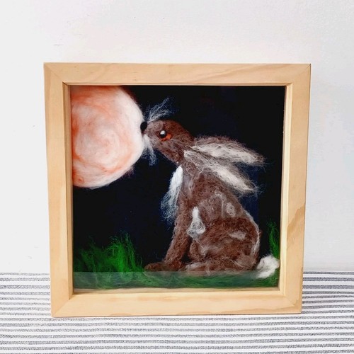 Handmade needle felted moon - handmade,