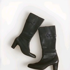  Stunning SOFT BLACK LEATHER Footglove Standard Fit Knee Boots size 5.5 UK