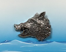 Wild Boar Head Silver Pewter