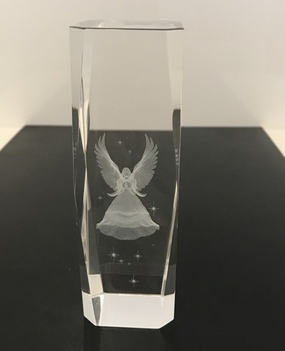 Laser etched angel with - etched,