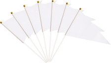 25 Pack White Pennant Flags, Blank Solid Flag on Stick, Small Mini Hand Held DIY