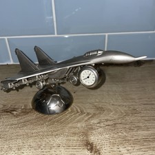 Vintage MiG-29 fighter jet Desktop Clock Aircraft Model On Half Globe VGC
