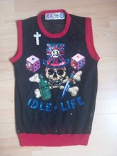 FAKE LONDON TOP IDLE LIFE VEST Sequins  Xs/s black sheer 