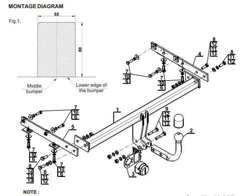 Swan neck tow bar for - neck, nissan
