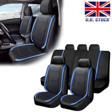 9Pcs Blue Full Set Leather Car Seat Covers Set For MG ZS MG4 MG5 ZS EV 2001-2023