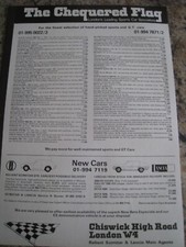 CHEQUERED FLAG CAR STOCK LIST 1974 POSTER ADVERT APPROX A4 SIZE file 19
