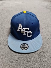 Arsenal FC Puma 1886 Flat Brim Baseball Cap Navy Blue Stretch Hat Official