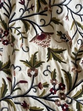 Crewel Work Embroidered Wool Curtains 180cm Pair