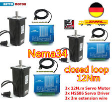 〖UK&EU〗3 Axis CNC Kit Nema34 Stepper 12N.m Closed Loop Servo Motor 2HSS86 Driver