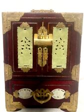 Antique Jade Inlay Chinese Jewelry box with lock