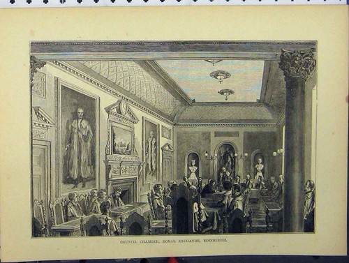 Original old antique print - old,