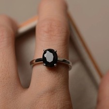 Black Spinel Women Ring