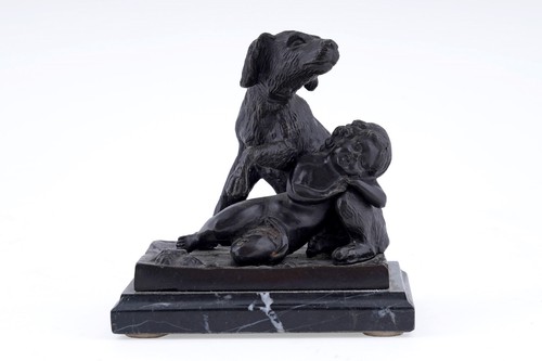 Antique bronze figure boy - bronze,